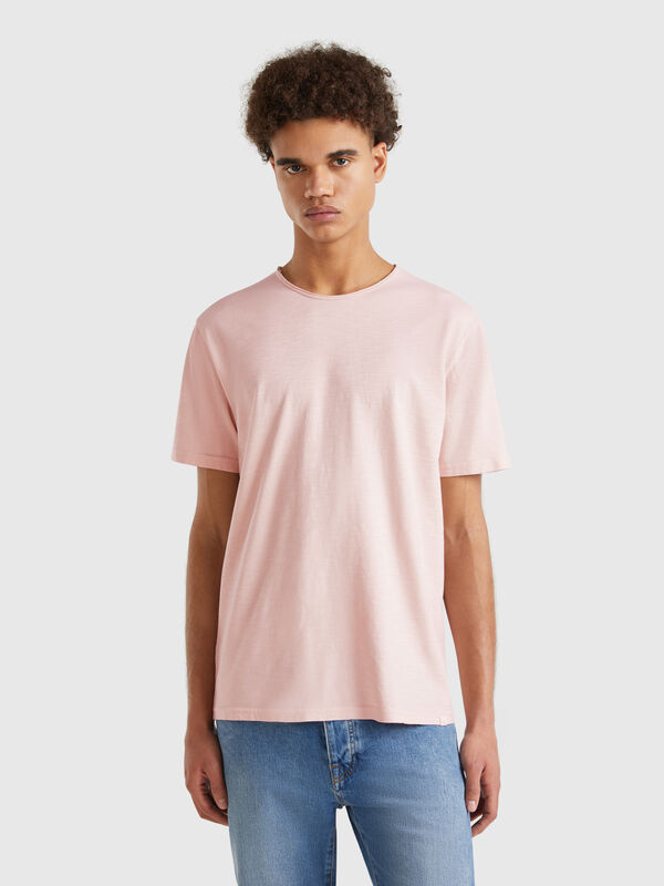 Powder pink slub cotton t-shirt Men