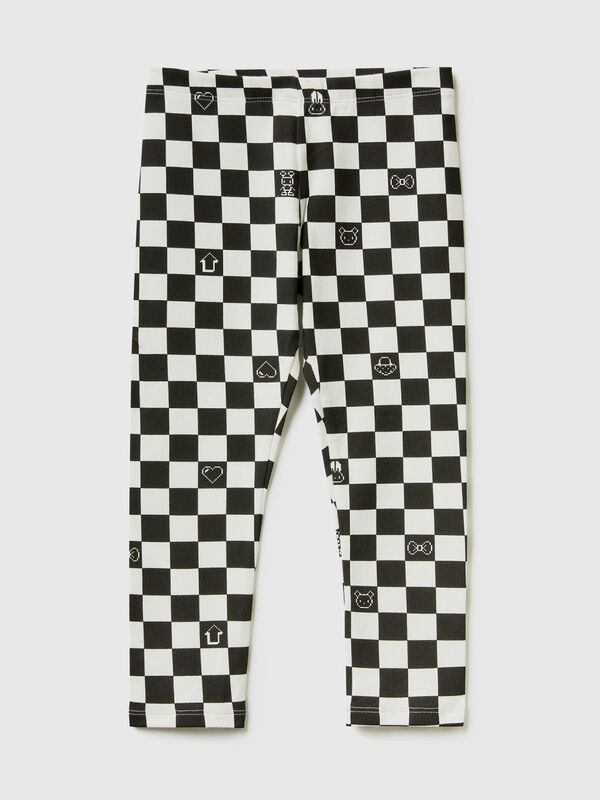 Patterned stretch cotton leggings