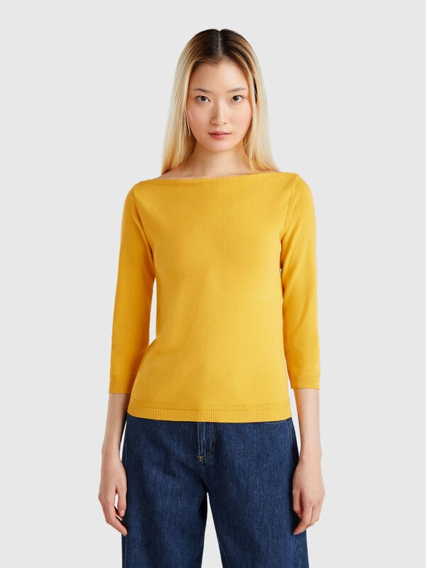 100% cotton boat neck sweater Women