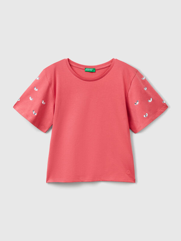 T-shirt with rhinestone sleeves Junior Girl