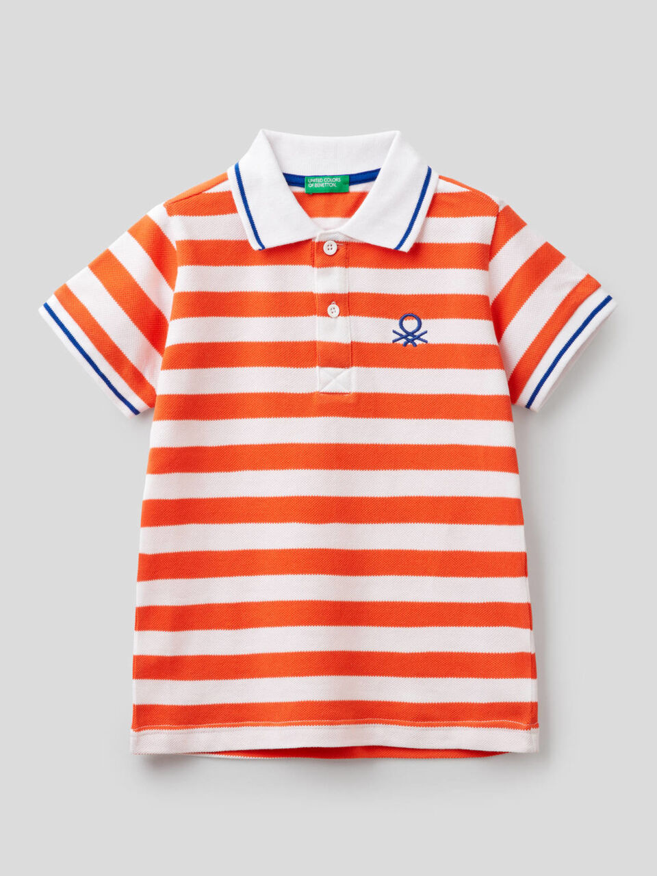 Striped polo in 100% cotton image number 1