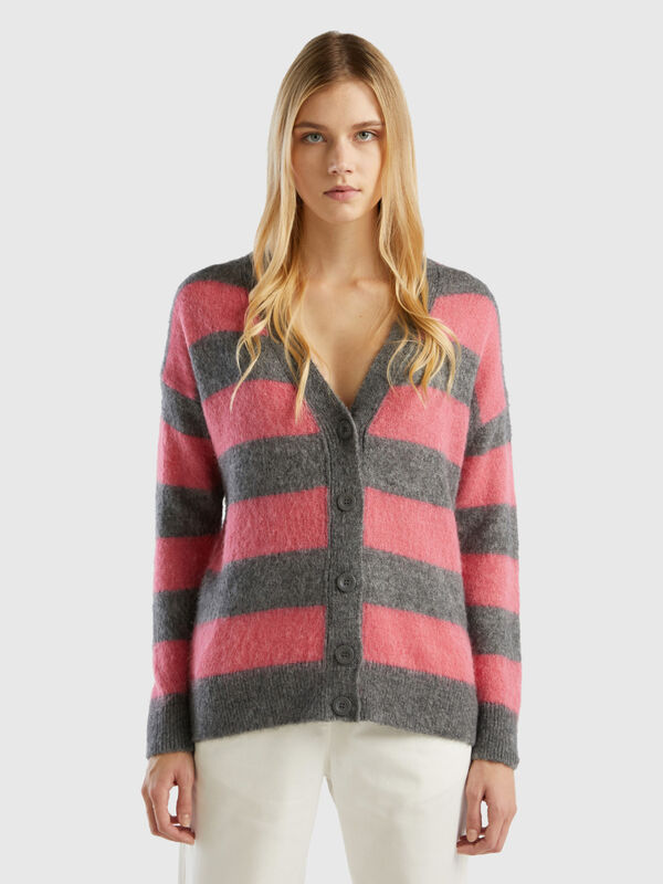 Striped cardigan in alpaca blend
