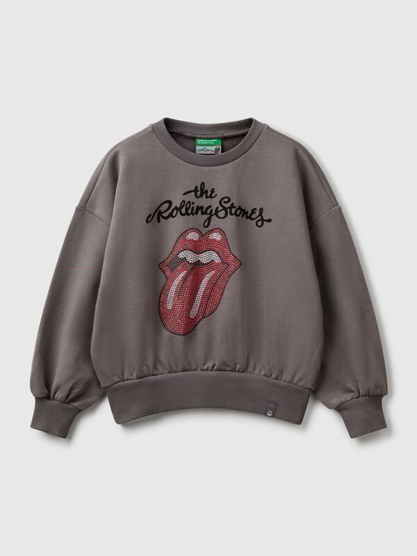 Oversized fit "The Rolling Stones" sweatshirt with rhinestone Junior Girl