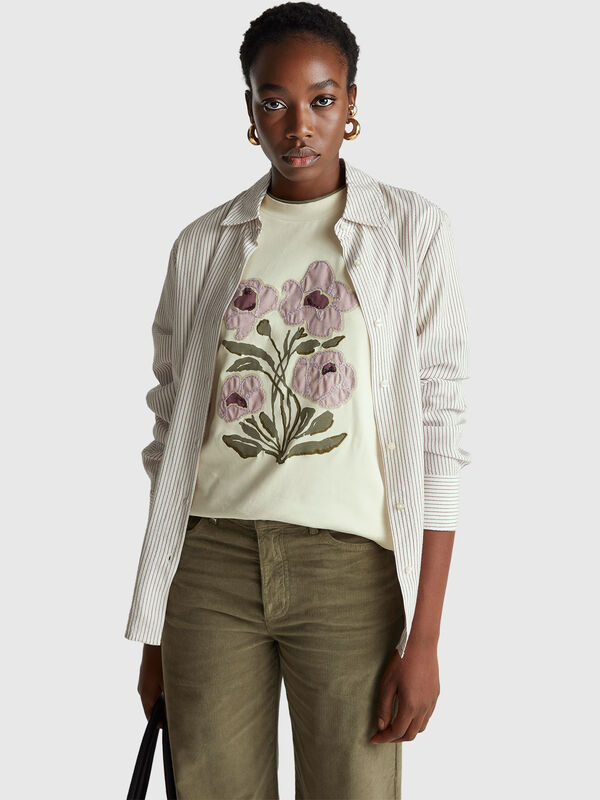 T-shirt with print and embroidery Women