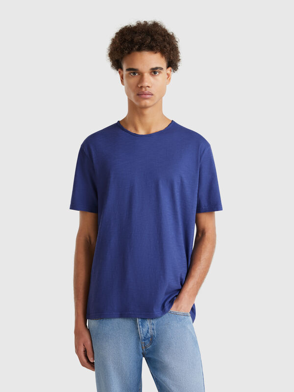 Blue slub cotton t-shirt Men