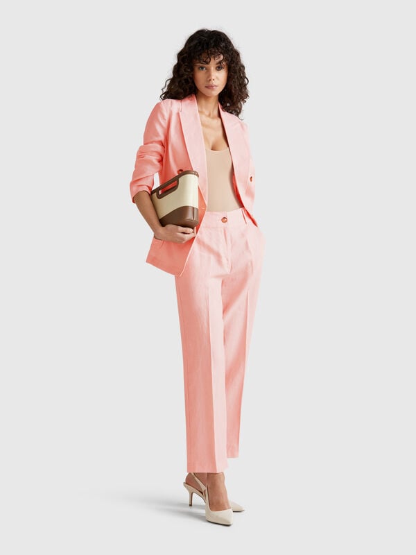 Straight trousers in pure linen Women