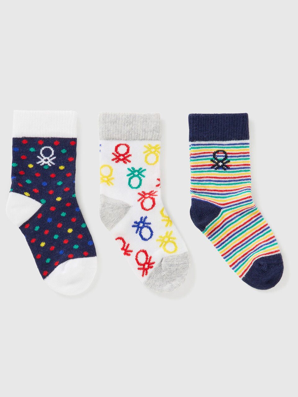 Three pairs of socks with jacquard pattern
