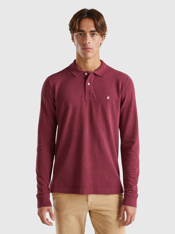 Melange polo shirt in organic cotton Men