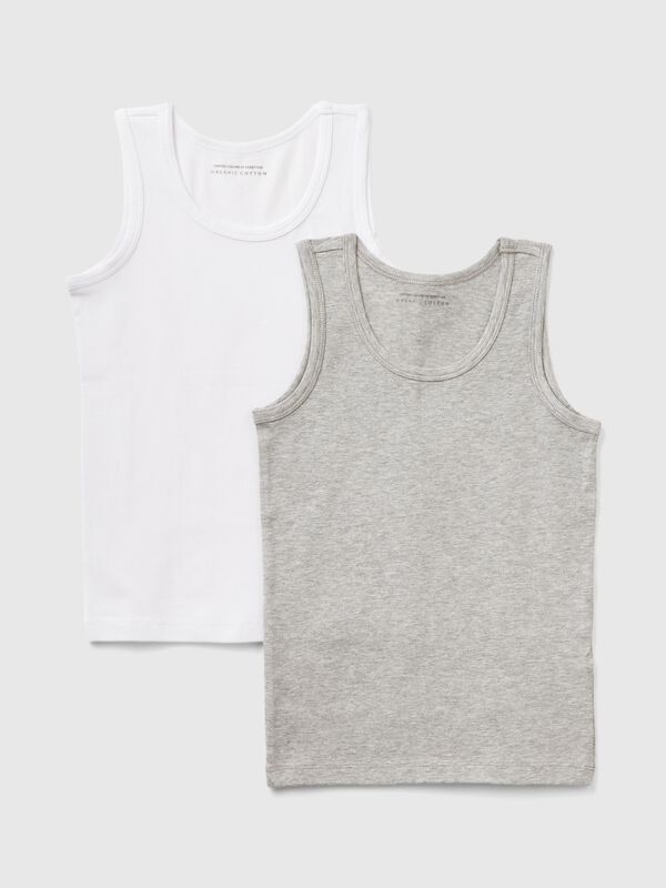 Two stretch organic cotton tank tops Junior Boy