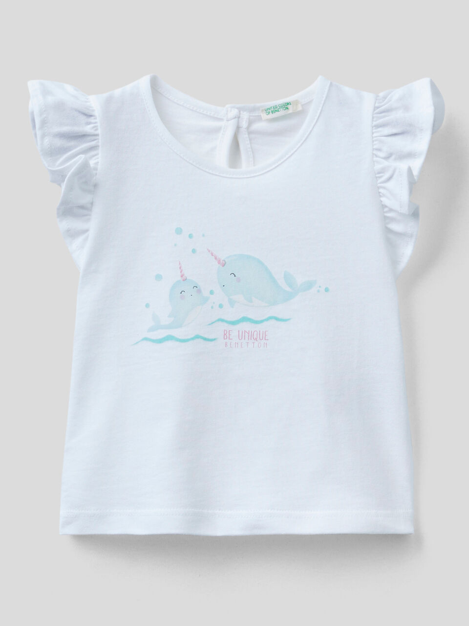 T-shirt with ruffle sleeves in organic cotton image number 1