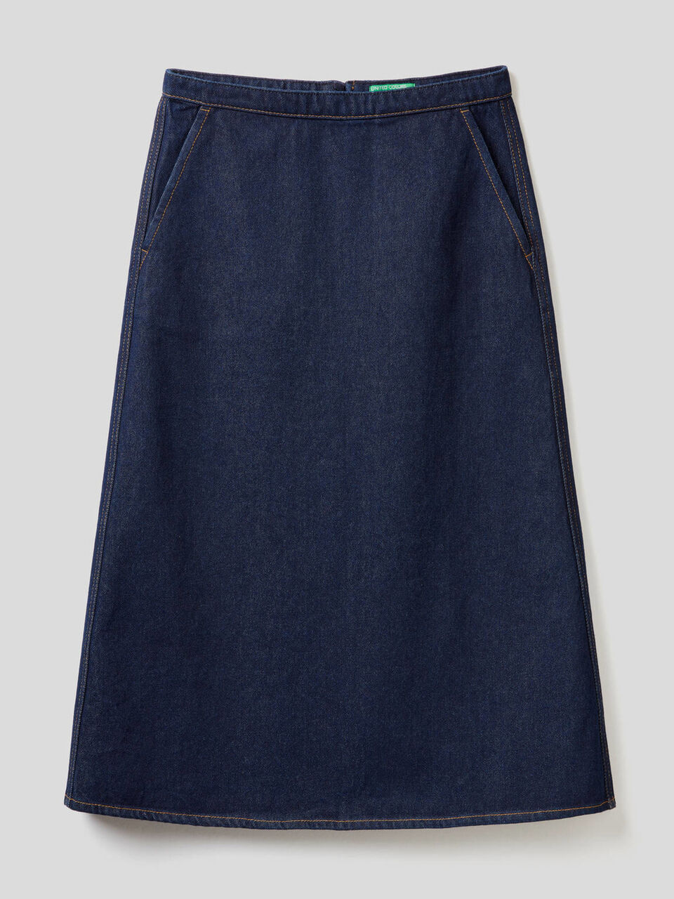 Midi skirt in 100% cotton denim image number 1
