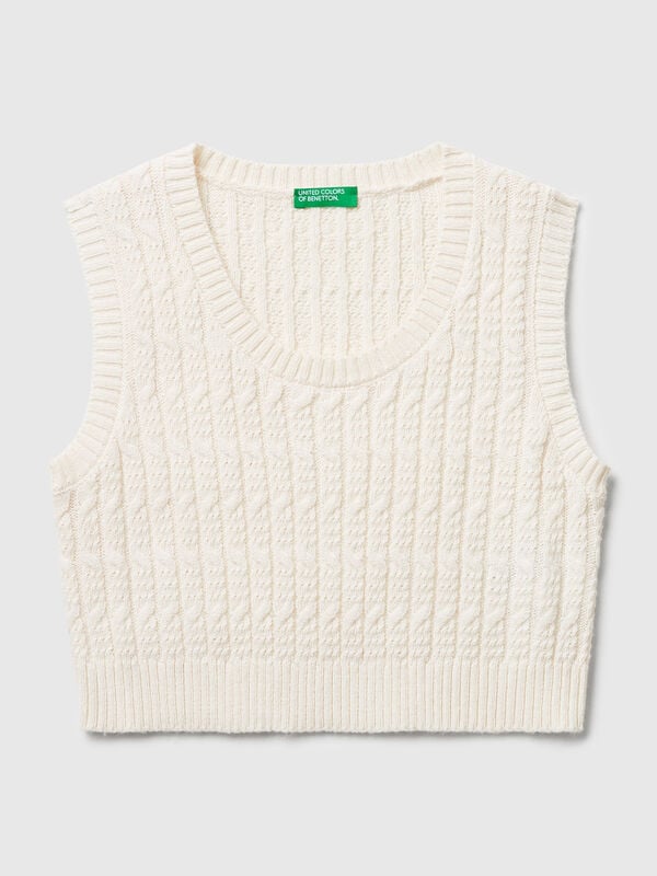 Knit vest with cables Junior Girl