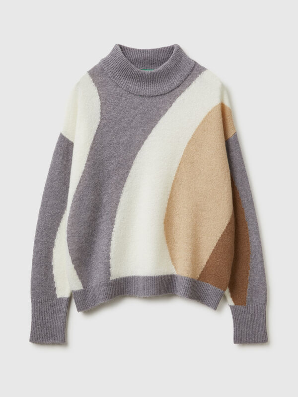 Boxy fit sweater with inlay Women