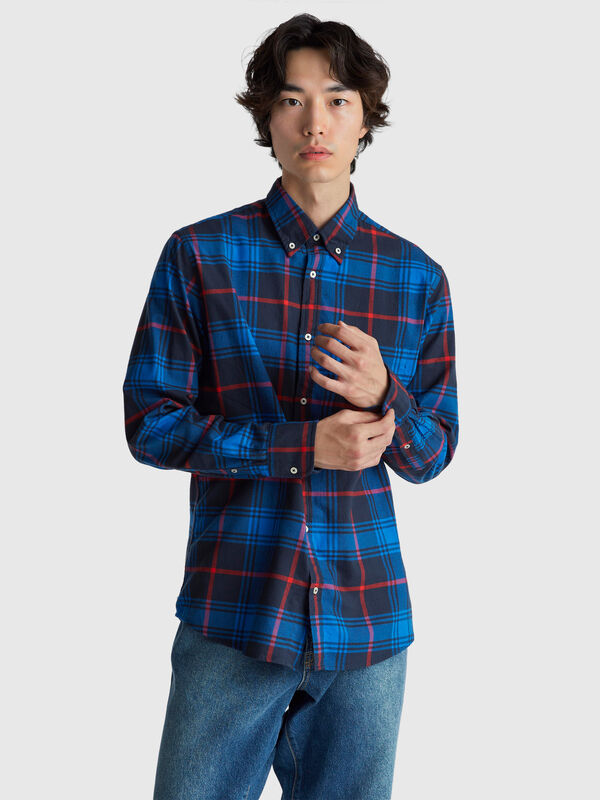 Flannel button-down shirt Men