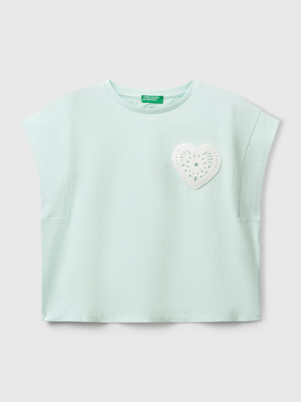 T-shirt with macramé patch Junior Girl