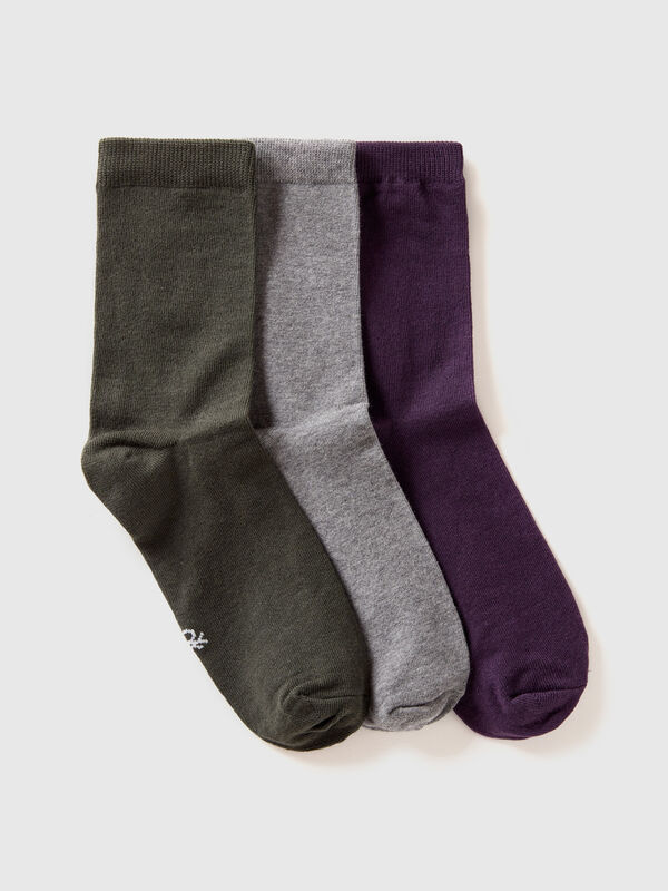 Long sock set in stretch organic cotton blend