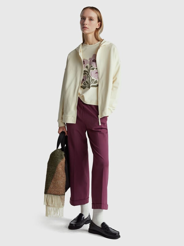 100% cotton sweatshirt with zip and hood Women