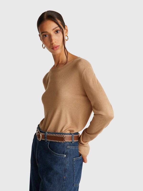 Long sleeve top in silk blend Women