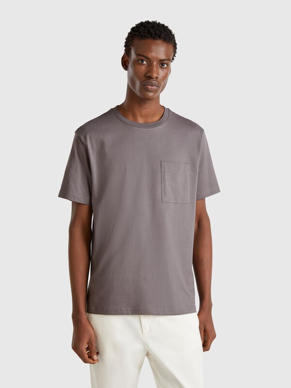 Mouse gray organic cotton t-shirt with pocket Men
