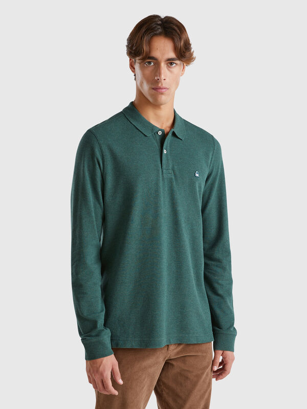 Melange polo shirt in organic cotton Men