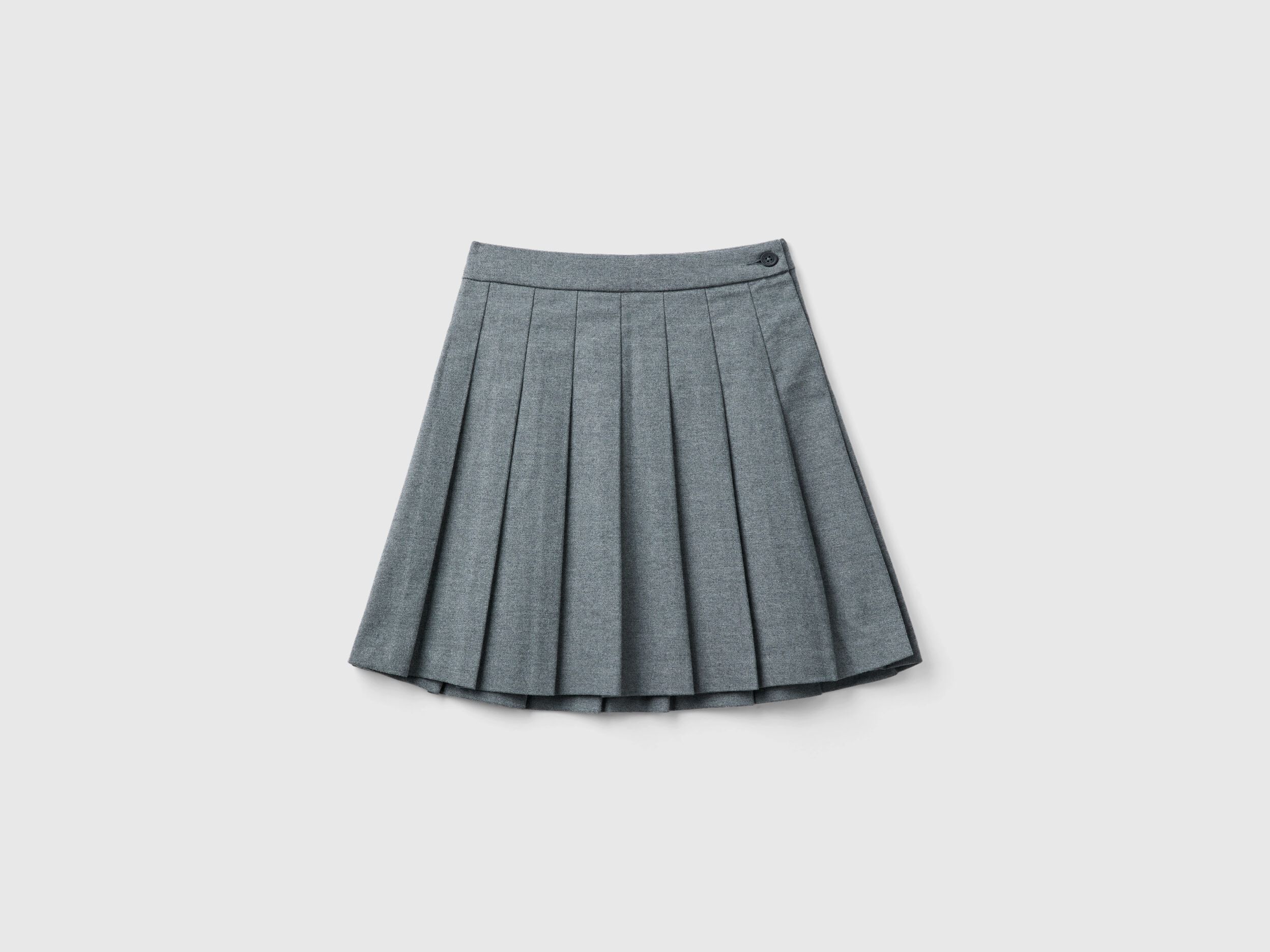 Pleated skirt in flannel - Gray | Benetton