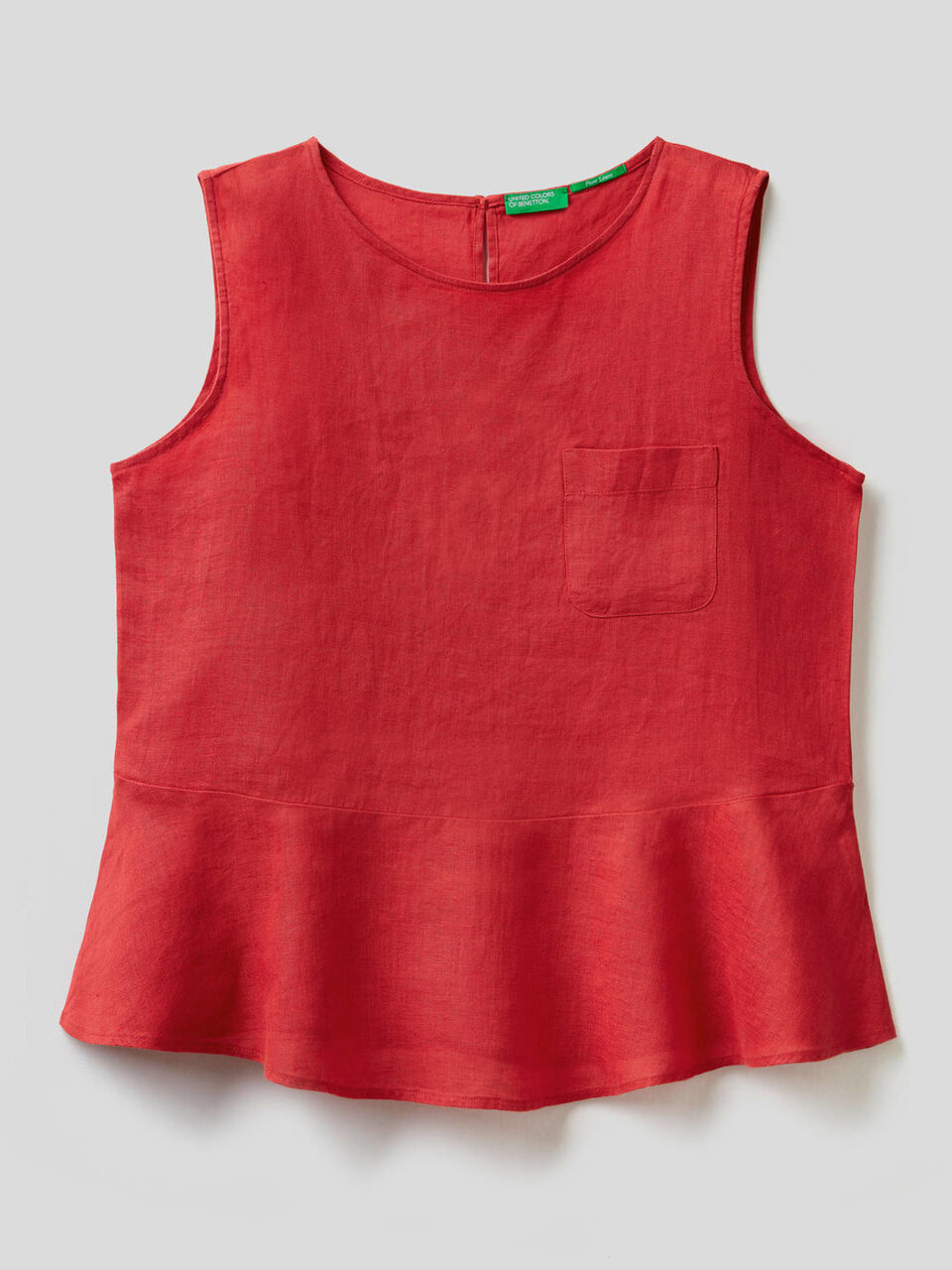 Sleeveless blouse in pure linen image number 1
