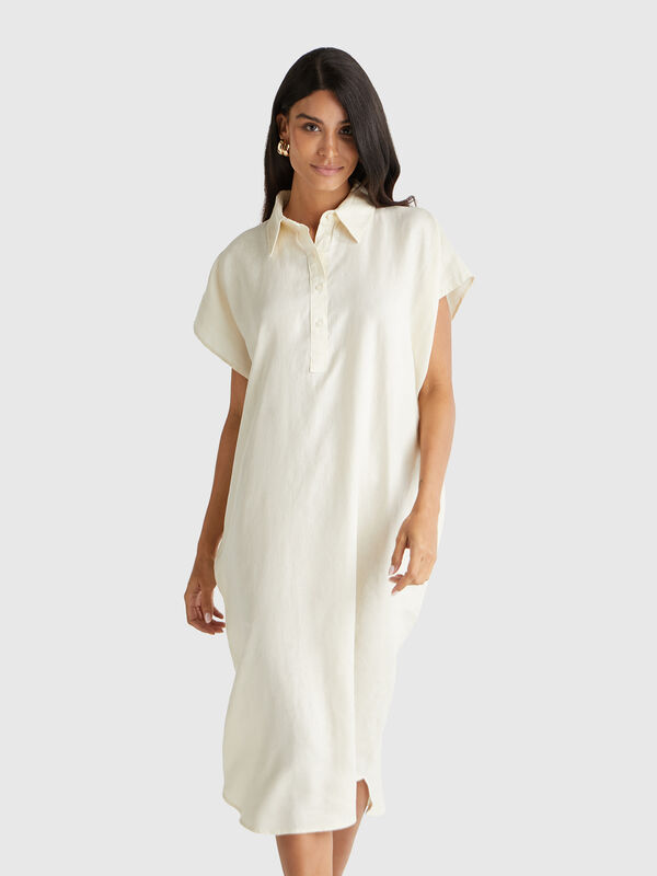 Midi dress in pure linen Women