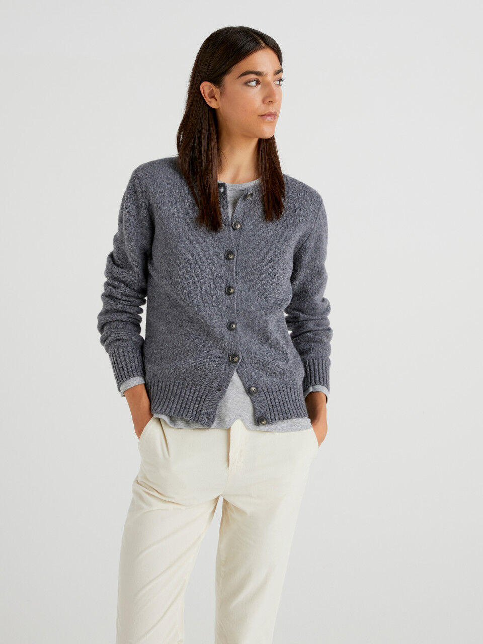 Fashion Sweaters Wool Sweaters United Colors of Benetton Wool Sweater light grey casual look 