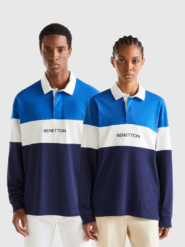 Blue rugby style polo