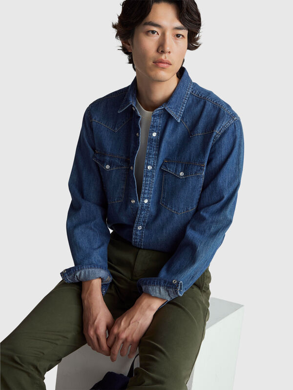 Western denim shirt Men