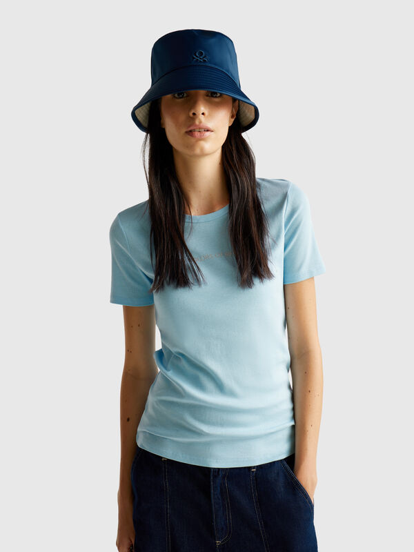 T-shirt in 100% cotton with glitter print logo Women