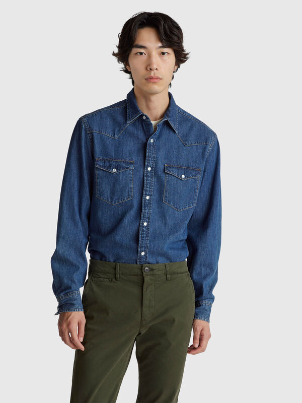 Western denim shirt Men