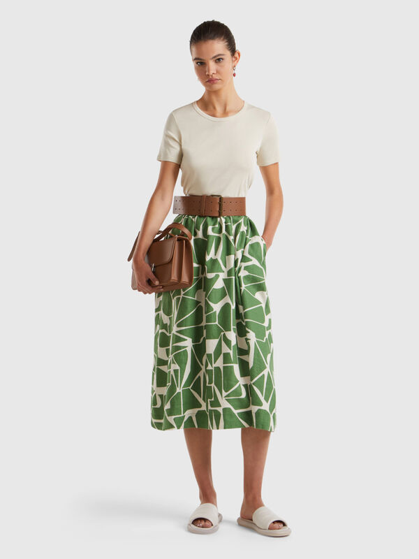 Printed linen skirt Women