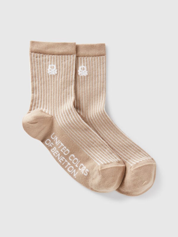 Beige striped socks