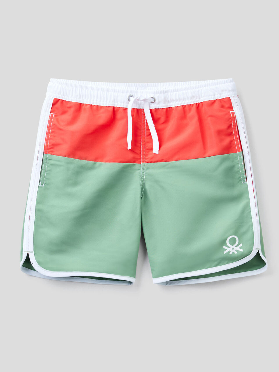 Color block swim trunks with logo image number 1