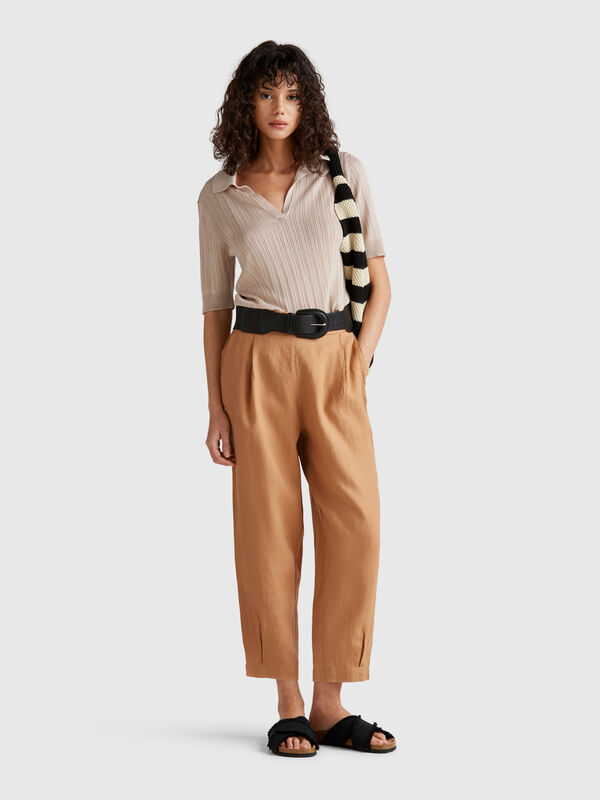 Soft trousers in pure linen Women
