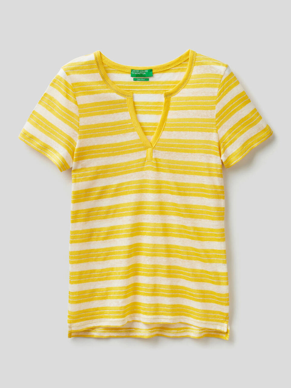 Striped t-shirt with V-neck image number 1
