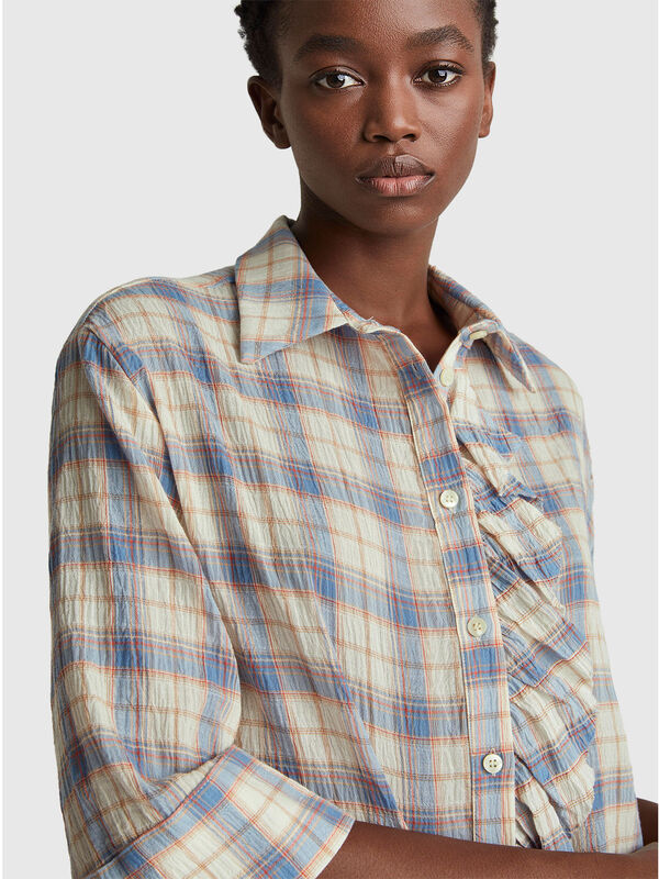 Check shirt with rouches Women