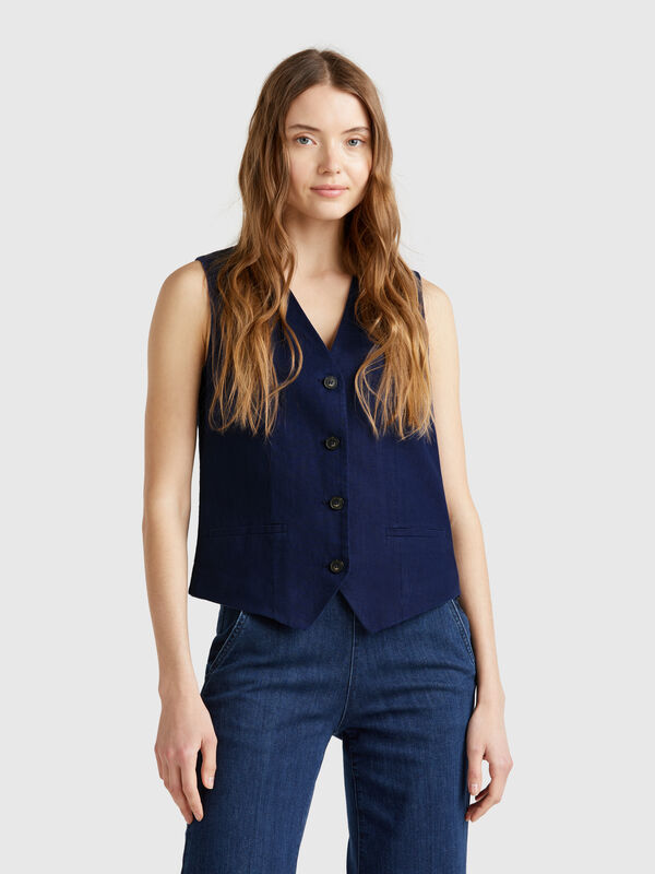 Pure linen vest Women