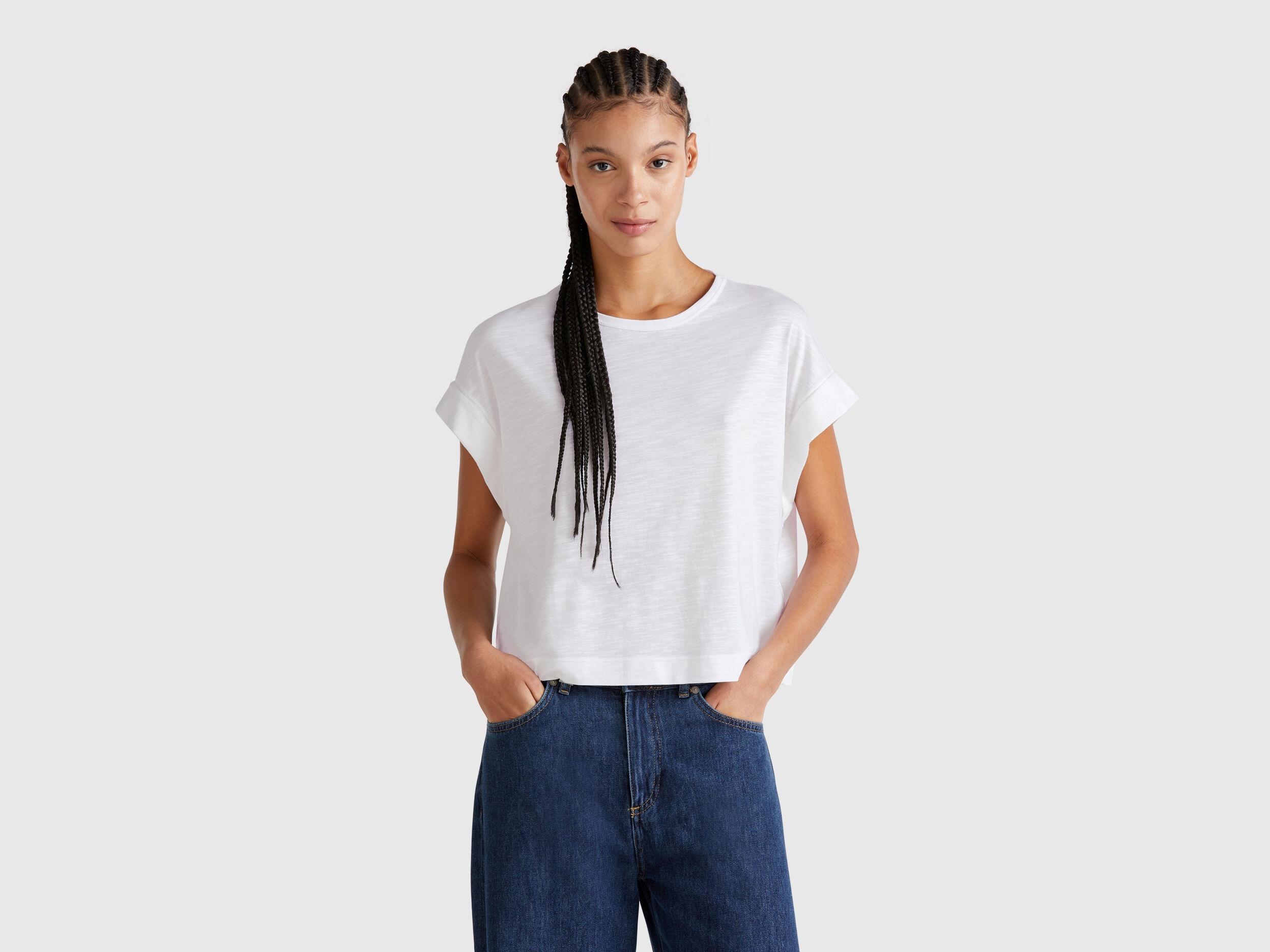 Boxy fit t-shirt - White | Benetton
