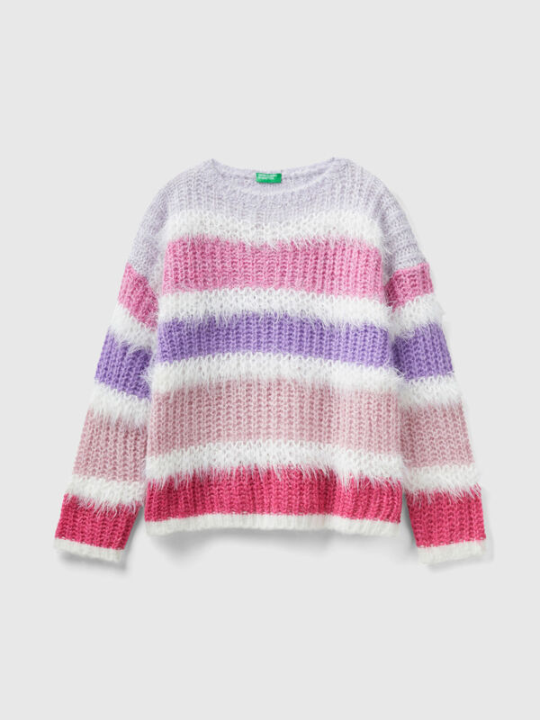 Striped sweater with lurex