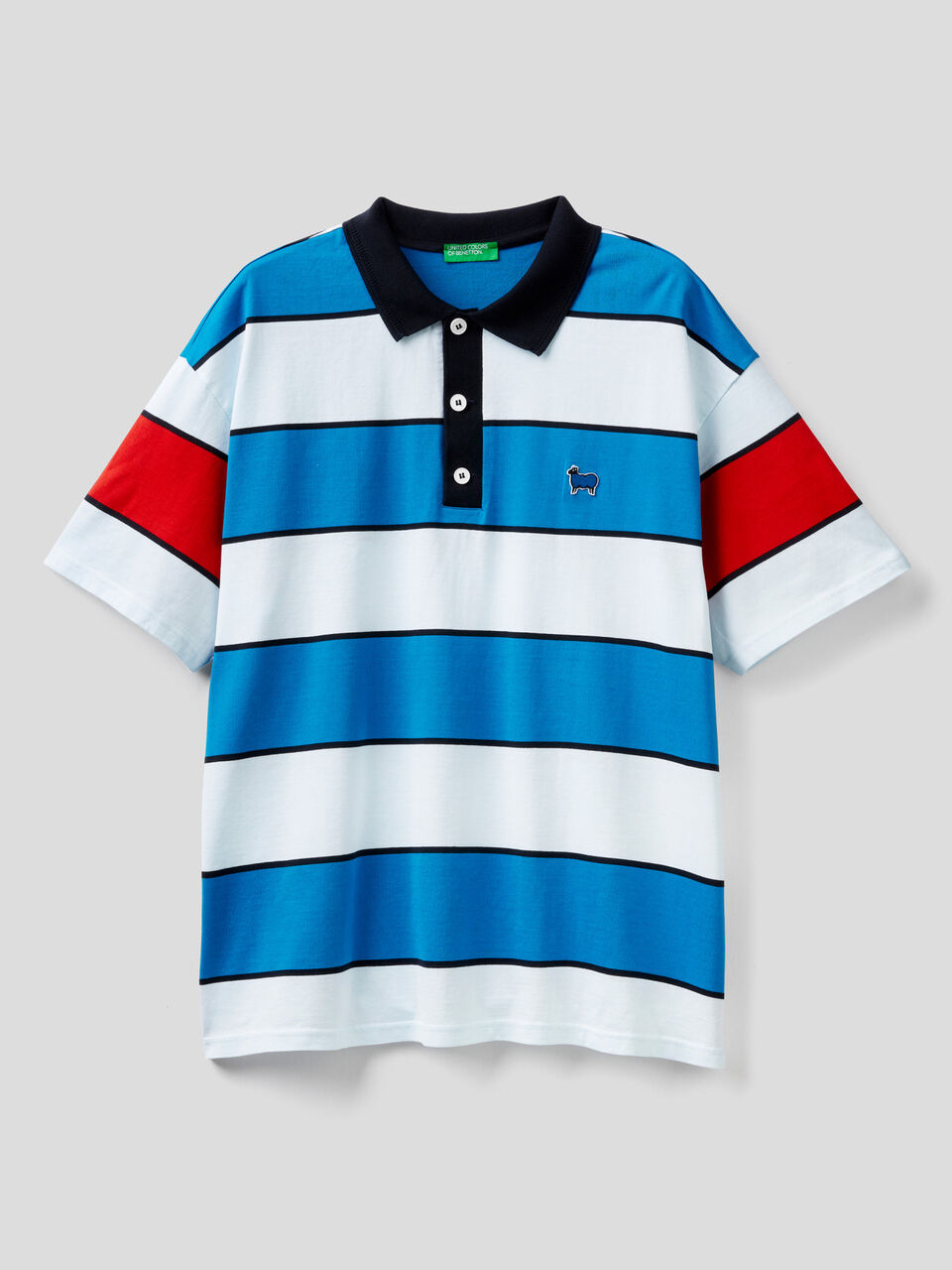 Striped polo in pure cotton image number 1