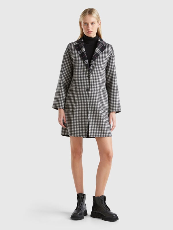 Reversible checked coat Women