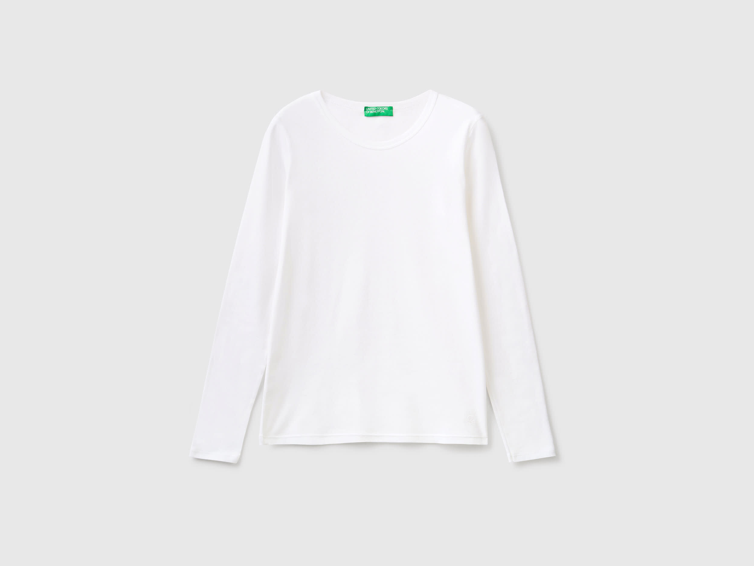Long sleeve pure cotton t shirt White Benetton