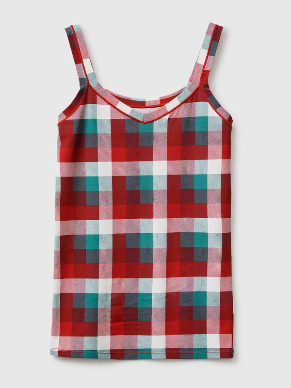 Christmas tank top with tartan print Women