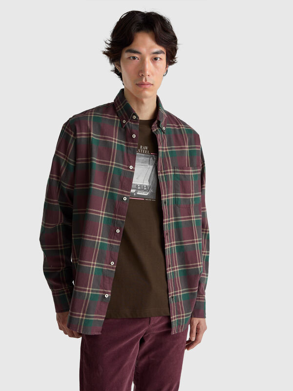 Flannel button-down shirt Men