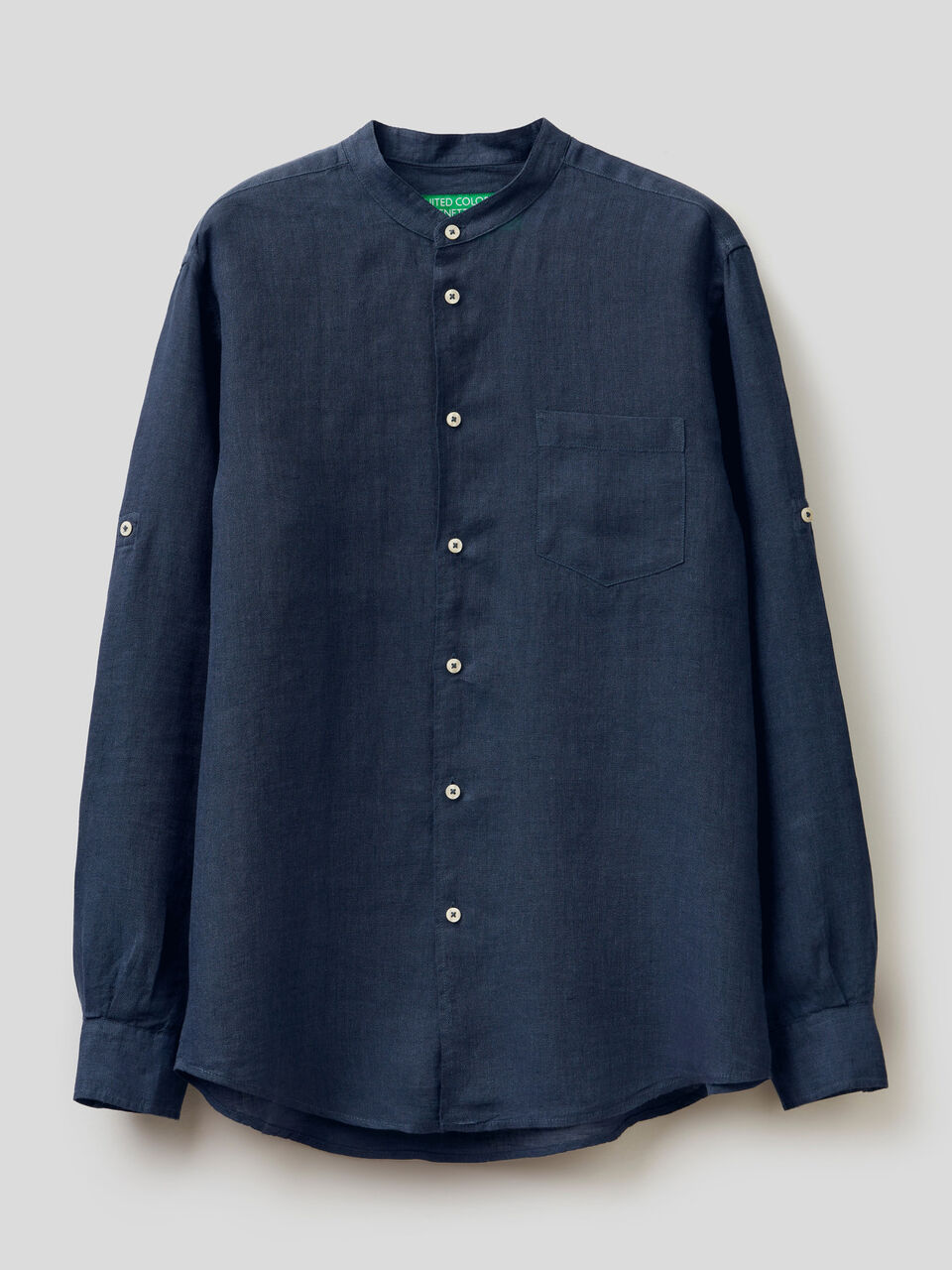 Linen short with Mandarin collar image number 1