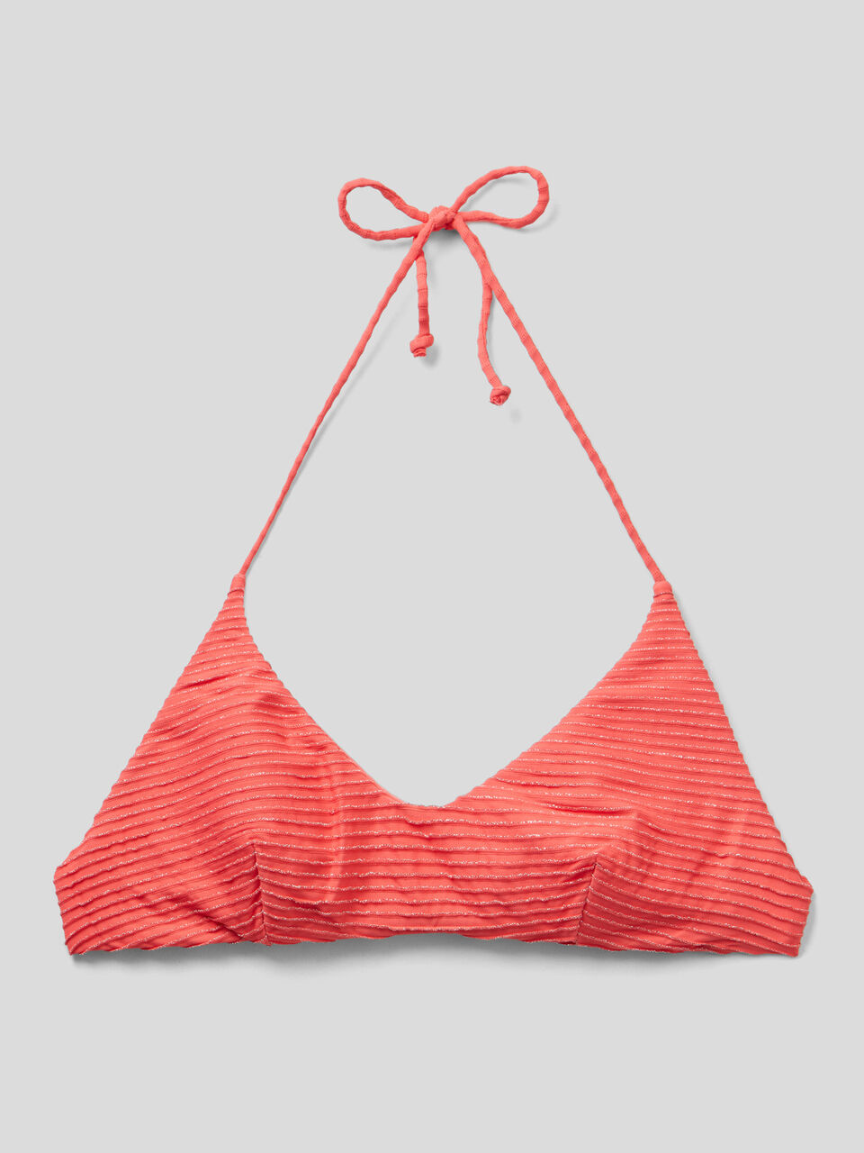 Striped triangle bikini top with lurex image number 1