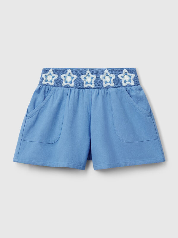 Shorts with macramé flowers Junior Girl