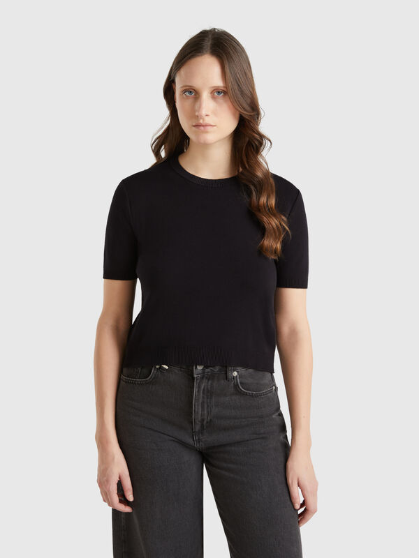 Short sleeve 100% cotton sweater Women